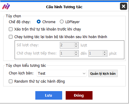 cấu hình tương tác